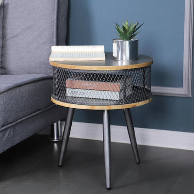 

Greensen Simple Storage Round Tea Table Bedroom Bedside Coffee Table