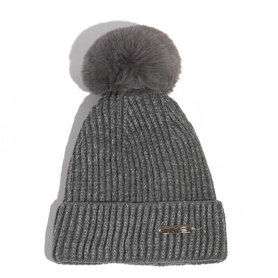 

Ladies autumn&winter new knitted hat Korean version of the stylish sweet wool hat plus velvet warm hair ball cover hat tide