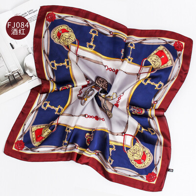

New summer high-grade printed silk satin scarves womens wild square towel decoration 2018 scarf wholesale FJ084