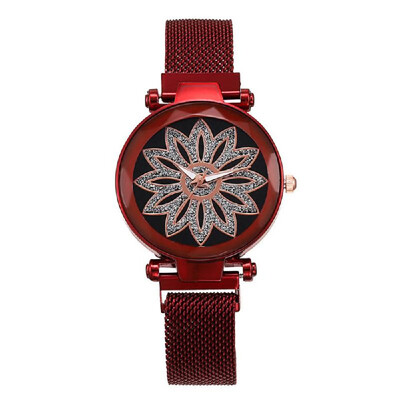 

Fashionanle Stylish Casual Flower Starry Dial Face Women Watch Wristwatch with Magnet Strap Band