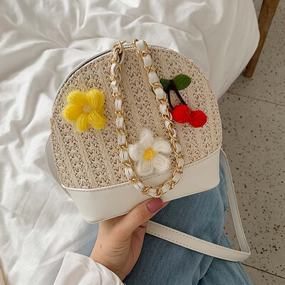 

Tailored Womens Woven Chain Shell Bag Shoulder Bag Diagonal Beach Bag Personality