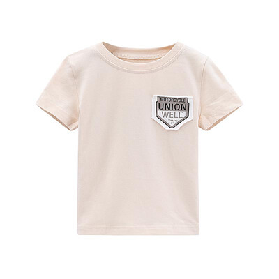 

DOU DOU YI CHU childrens clothing new trend patch round neck T blood childrens trend shirt summer 9175