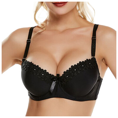 

Toponeto Fashion Women Sexy Bow Bra Cup Super-Thin Gathered Comfortable Lace Underwear