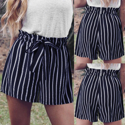 

Tailored Womens Summer Sexy Fashion Casual Solid Color Striped Bow Shorts
