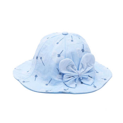 

Cute Bow Flower Print Ruffled Soft Brim Girl Princess Hat Sun Beach Cap