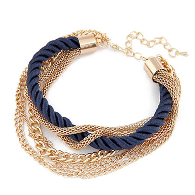 

Women New Special Design Easy Bracelets 6 Colors Girls Trendy Jewelry Multi-layer Woven Alloy Metal Jewelry Bracelet