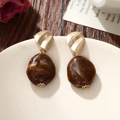 

Womens Earrings Korean Style Metal Geometry Acrylic Vintage Drop Long Earrings Fashion Jewelry Winter 2019 Accesorios Mujer
