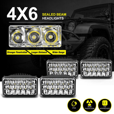 

4pcs 4x6"inch 75W Rectangle Led Headlight Hi-Lo Seal Beam for Peterbilt Kenworth