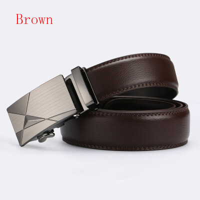 

New Automatic Buckle Cowskin Brown Belt Good Quality Genuine Leather Luxury Strap Male Belts For Men Jeans Wide 110-130cm long