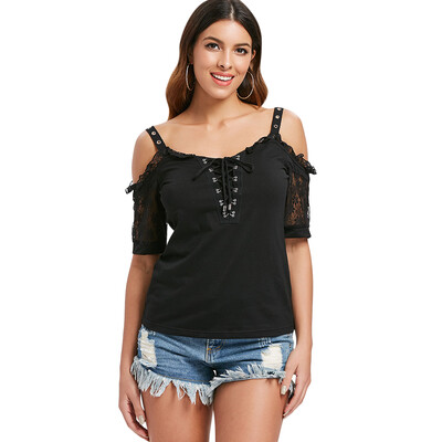

Lacing Front Short Sleeve T-shirt