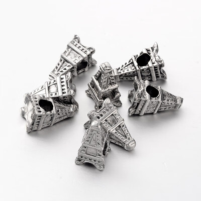 

Eiffel Tower Tibetan Style Alloy European Beads Large Hole Beads Antique Silver 17x9x9mm Hole 4mm