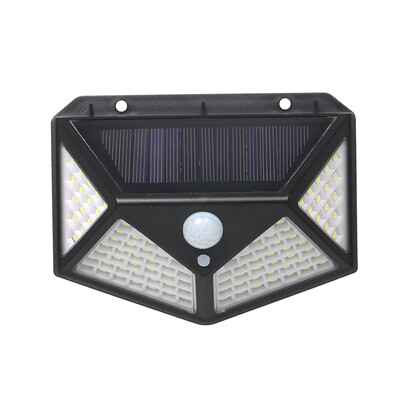 

Four-Side light 100 Bulbs Intelligent Solar Water-Resistant High Brightness Outdoor Human Body Sensor Wall Lamp