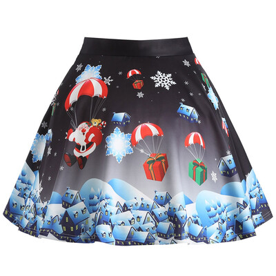 

Christmas Gift Santa Claus Print Plus Size Skirt