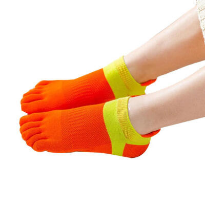 

Sports Women Color Block Breathable Cotton Five Toes Low Cut Ankle Boat Socks