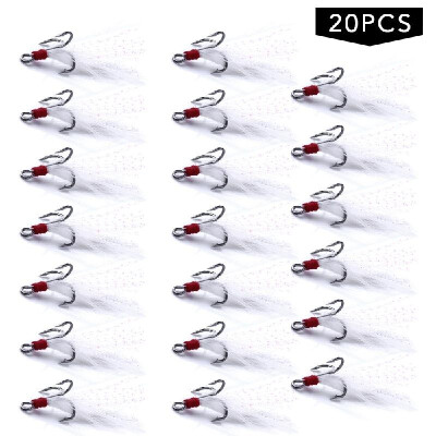 

20pcs Fish Hook 46810 Fishing Feather Barbed Treble Hooks Fishing Tackle