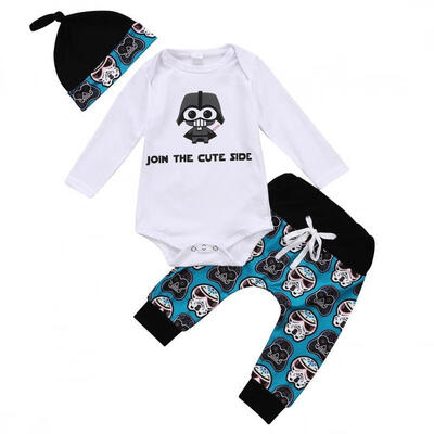 

Lovely Toddler Baby Boy Girl Tops Romper Pants Hat 3Pcs Outfits Set Clothes