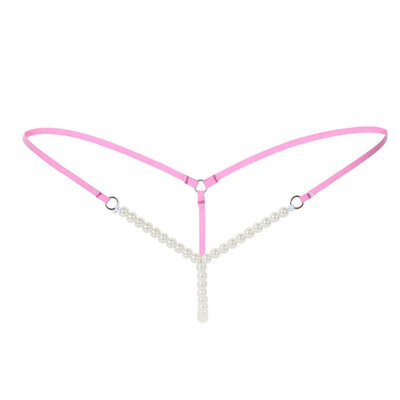 

Toponeto Sexy Women Pearl G-String And Thongs Solid Low Waist Underwear BK