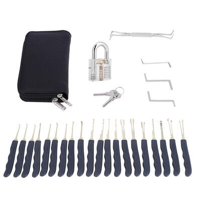

Greensen 24PCS Pad Lock Practice Kit Transparent Tools Picks Key Extractor Set Transparent Key Tools Practice Lock Kit