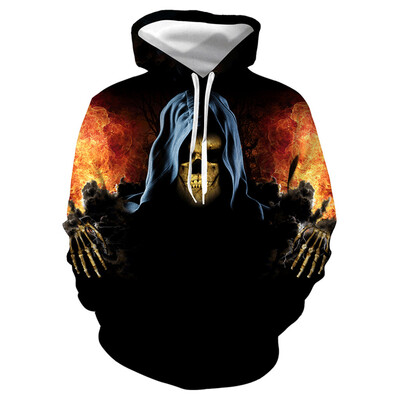 

Toponeto Mens Casual Scary Halloween Lover 3D Print Party Long Sleeve Hoodie Top Blouse