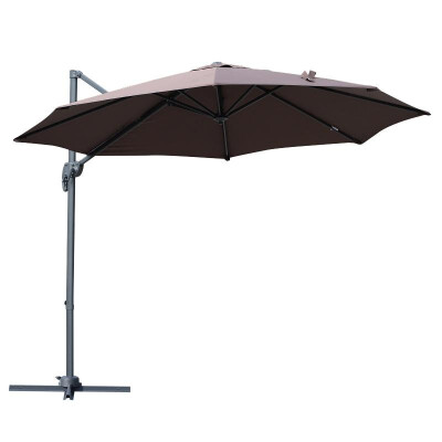 

95 Hanging Tilt Offset Cantilever Patio Umbrella with Base Stand - Coffee