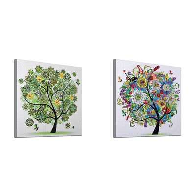 

DIY Four Season Tree Rhinestone Painting Spring Summer Tree Crystal Embroidery Pictures Diamond Cross Stitch Decoration