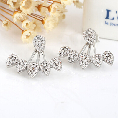 

2 Pcs Crystal Water Drop Geometric Earring Casual Goldplated Silver Earrings Charm Women Unique Punk Style Accessories
