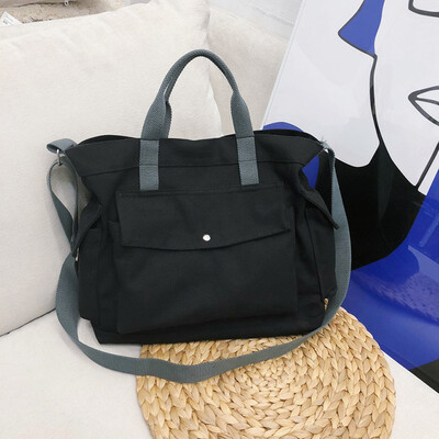 

Japanese canvas bag female shoulder bag large capacity ins Messenger bag handbag 2019 new Korean student handbag