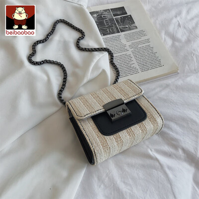

On the new small bag girl 2019 new fashion chain single shoulder bag foreign air leisure straw woven oblique satchel bag