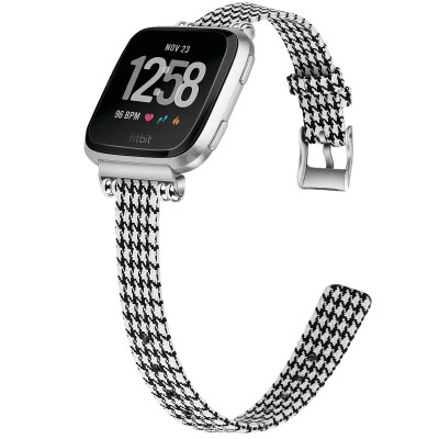 

Ecsem Slim Woven Bands for Fitbit Versa Bands Durable Canvas Fabric Strap with Stainless Steel Bead 55"-81"