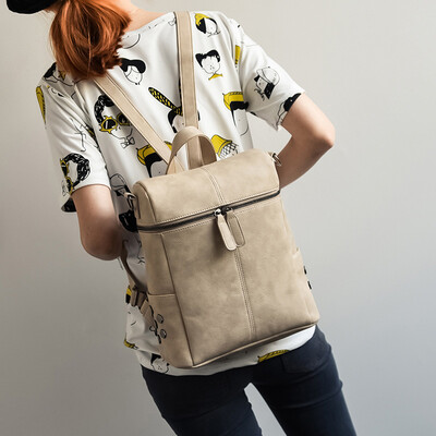 

Backpack Women Leather Backpacks For Teenage Girls School Bags Fashion Vintage Solid Black Shoulder Bag