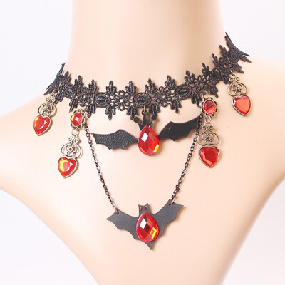 

Lace Bat Necklace Retro Gothic Lolita Pendant Choker Halloween Jewelry Accessories for women girls gift