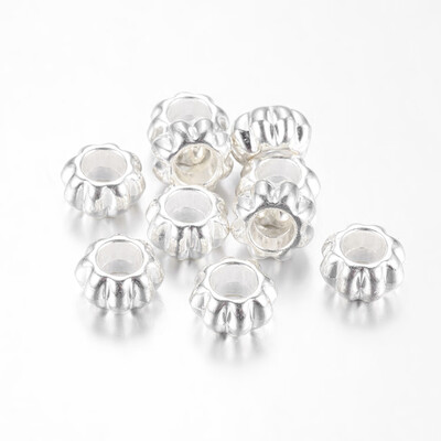 

Large Hole Zinc Alloy Flower Silver Plated European Beads Size about 12mm wide 12mm long 65mm thick hole 55mm