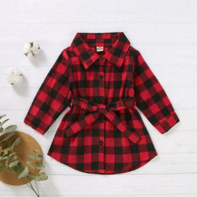 

Toddler Baby Girl Christmas Clothes Plaids Tutu Shirt Dress Casual Outfit Set