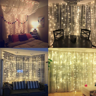 

LED Curtain Lights 240 LED Window Curtain String Light Wedding Party Garden Bedroom Outdoor Indoor Decorations Warm White 66 ft x