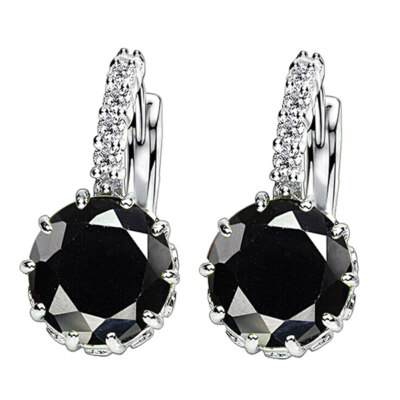 

Women Round Cubic Zirconia Inlaid Stud Earrings Wedding Engagement Jewelry Gift