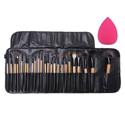 

Pro 24Pcs Makeup Brushes Eyeshadow Powder Brush Set w CaseBig Sponge Puff