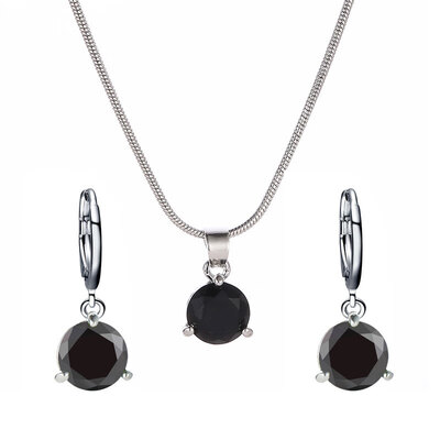 

2019 new brand design round multicolor zircon necklace earrings fashion jewelry generous minimalist jewelry sets for women