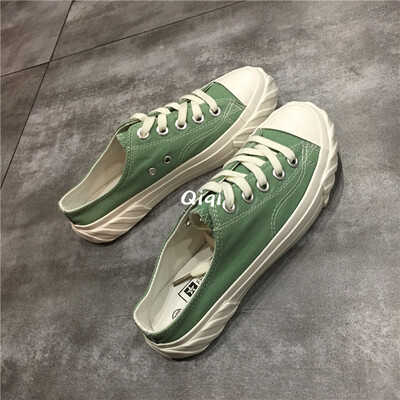 

shoes women 2019 tide shoes summer new Joker Korean version of half canvas shoes women net red shoes