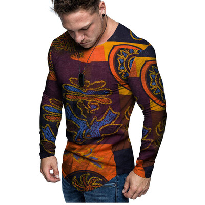 

Toponeto Mens Fashion Casual Print Round Neck Imitation Cotton And Linen Top