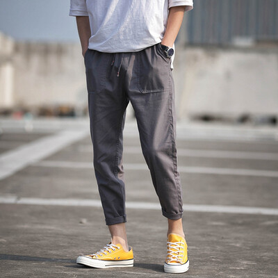 

Gobestart New Style Mens Korean Version Of The Solid Color Loose Large Size Beam Straig