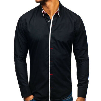 

Men Formal Dress Shirt Slim Fit Business Long Sleeve Solid Color Work Casual Top
