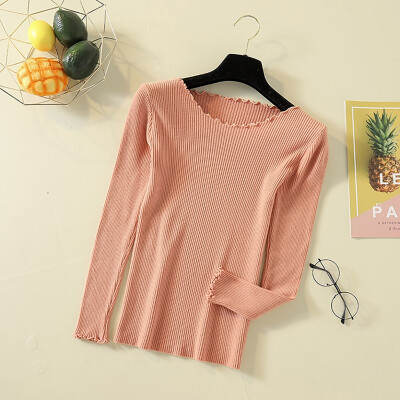 

Autumn Simple Solid Color Bottoming Sexy Slim Knit Womens Sweaters Knit Pullover Fashion Casual O-Neck Long Sleeve Sweater