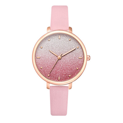 

New loose powder mirror quartz watch fashion trend casual PU ladies watch