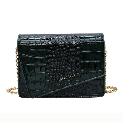 

Women Retro Chain Shoulder Bag Fashion Crocodile Pattern Messenger Bag Small Square Phone Bags Designer Luxury Handbag T3G