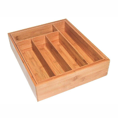 

Retractable Bamboo Storage Box Partitioned Drawer Type Kitchen Tableware Cutter Storage Box