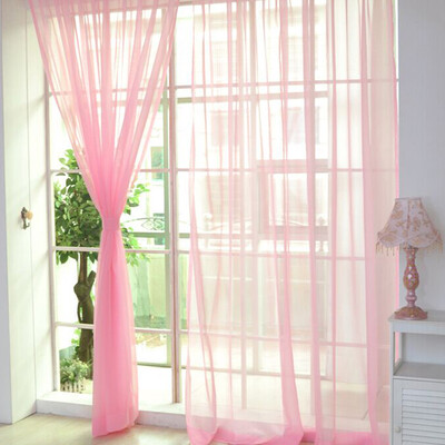 

2pcs Tulle Curtains Window Living Room Sheer Voile Curtains Home Decoration