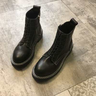 

Martin Boots Female British Wind Autumn Retro Uzzang Side Zipper Shoes Thick-soled Locomotive Boots