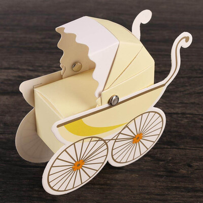 

10pcs set Baby Shower Newborn Baby Candy Box Lovely Mini Stroller Candy Boxes Lovely Babyshower Kids Party Gift Boxes
