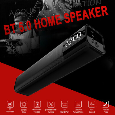 

Bluetooth Soundbar Audio Player Wireless Speaker Subwoofer 3D Surround Speakers FM Radio Clock TF USB for Home TV PC