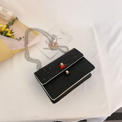 

2019 new wave Korean wild Messenger bag chic chain sequins stars small square bag female fashion temperament shoulder bag